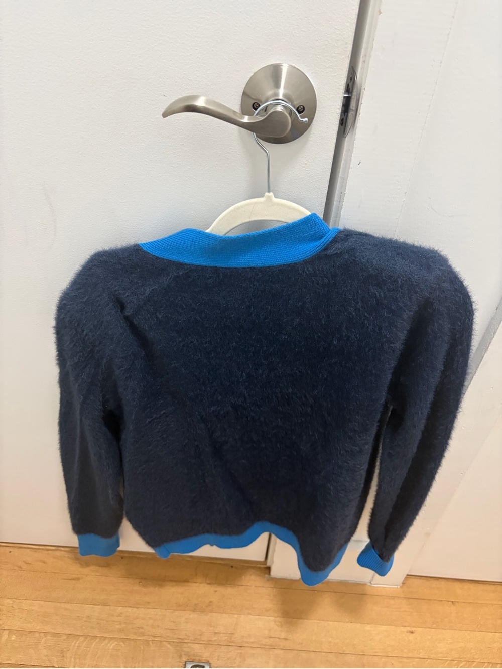 L'AGENCE Navy + Bright Blue Fuzzy Cardigan - Picture 4 of 4